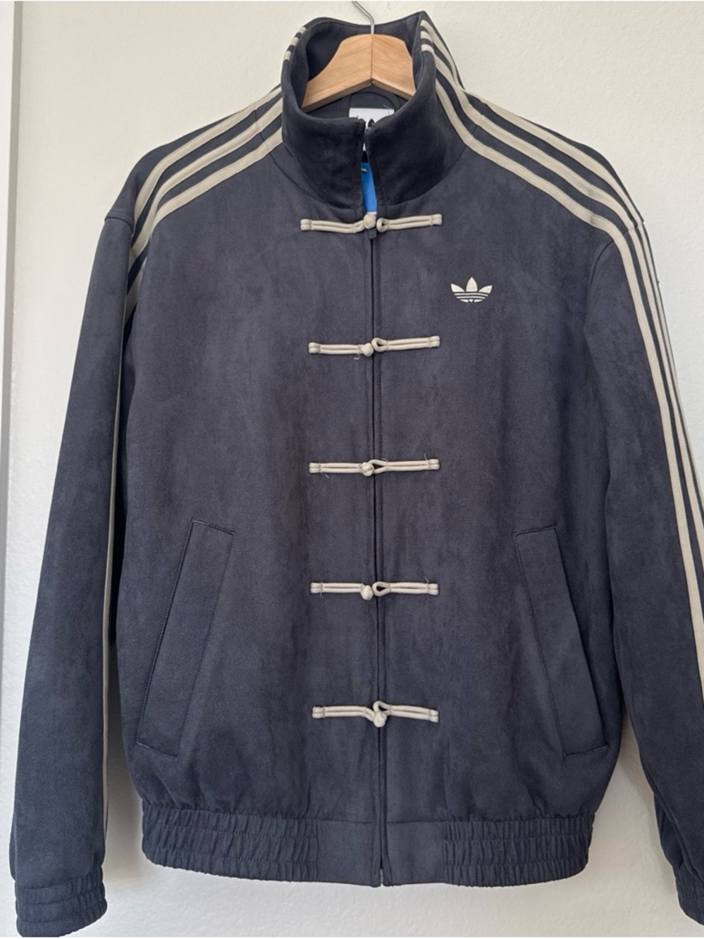 adidas Originals blue/grey Bomber Jacket with Cream Stripes unisex